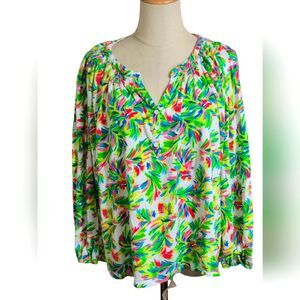 Stella Parker Tropical Print FLoral Women's Top Plus Size